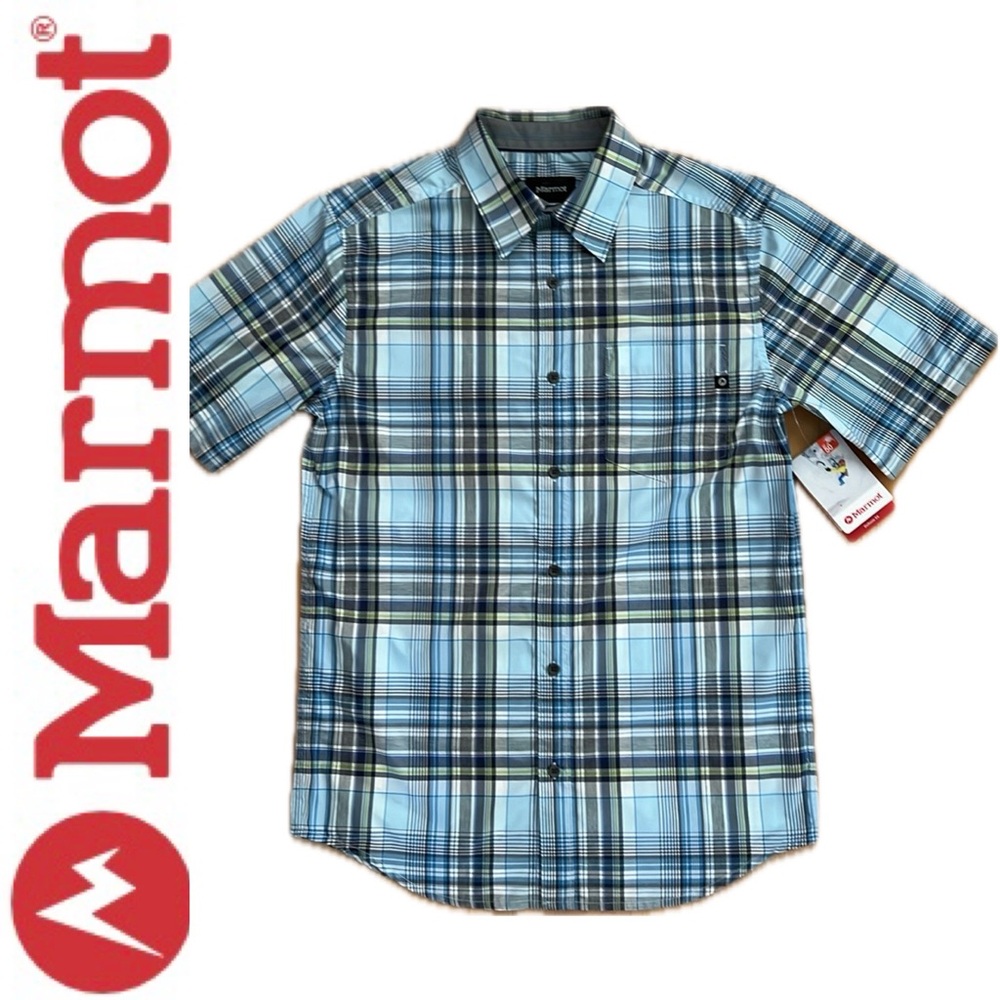 🏔️DOBSON Arctic Navy 2975 Blue Button Down Shirt Lightweight Plaid by Marmot | S